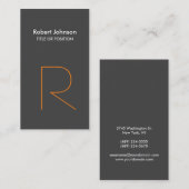 Stilvolle Graue Orange White Monogram Business Car Visitenkarte (Vorne/Hinten)