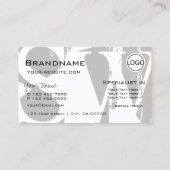 Stilvolle, graue Schwarz mit Logo und Monogramm Visitenkarte (Rückseite)