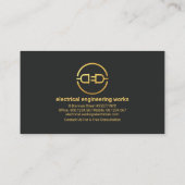 Stilvolle graue schwarze Säulen Gold Electric Plug Visitenkarte (Rückseite)