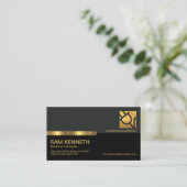 Stilvolle graue schwarze Spalten Gold Stripe Elect Visitenkarte (Stehend Vorderseite)