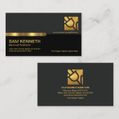 Stilvolle graue schwarze Spalten Gold Stripe Elect Visitenkarte (Vorne/Hinten)