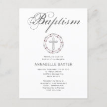 Stilvolle graue Taufe Cross Einladung
