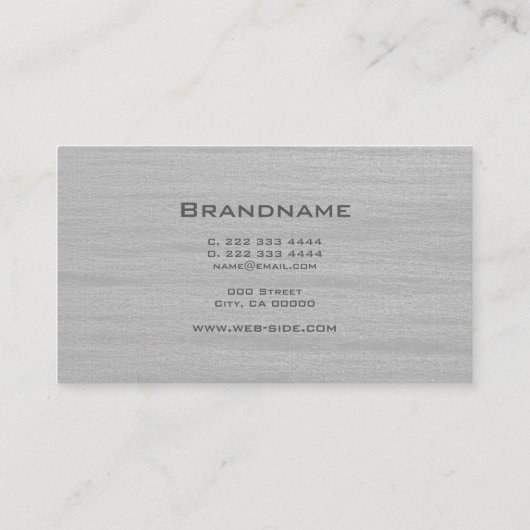 Stilvolle graue Textur Print Eleganter Silberrahme Visitenkarte (Rückseite)
