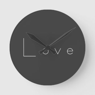 Stilvolle graue weiße Liebeshochzeit Runde Wanduhr