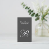 Stilvolle Graue White Monogram Business Card Visitenkarte (Stehend Vorderseite)