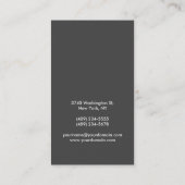 Stilvolle Graue White Monogram Business Card Visitenkarte (Rückseite)