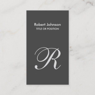 Stilvolle Graue White Monogram Business Card Visitenkarte