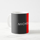 Stilvolle Grauroter Minimalistischer Name Kaffeetasse (Vorderseite Links)