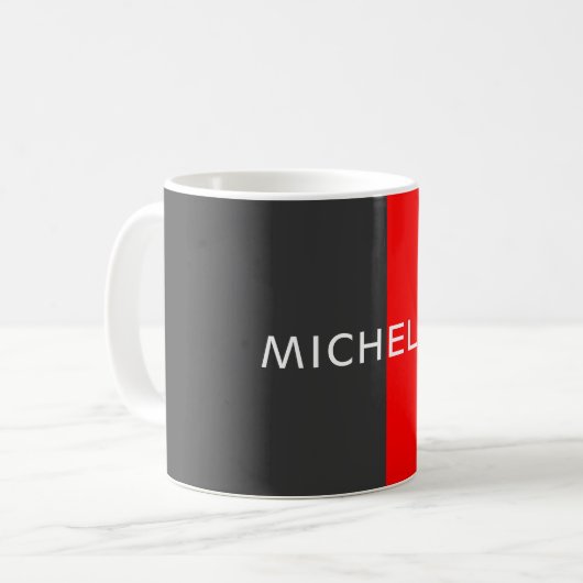 Stilvolle Grauroter Minimalistischer Name Kaffeetasse (Vorderseite Links)