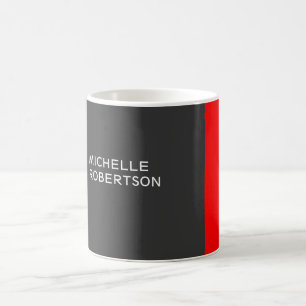 Stilvolle Grauroter Minimalistischer Name Kaffeetasse