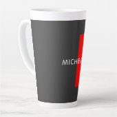 Stilvolle Grauroter Minimalistischer Name Milchtasse (Linke Ecke)