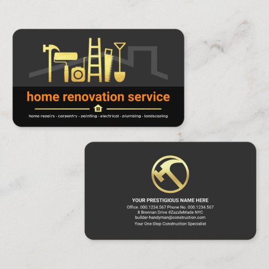 Stilvolle Gray Black Layers Construction Tools Visitenkarte (Vorne/Hinten)