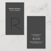 Stilvolle Gray Black Monogram Business Card Visitenkarte (Vorne/Hinten)