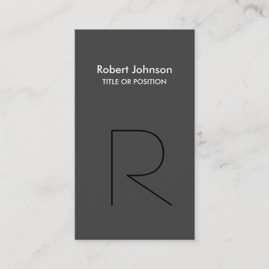 Stilvolle Gray Black Monogram Business Card Visitenkarte (Vorderseite)