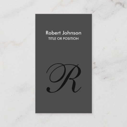 Stilvolle Gray Black Monogram Business Card Visitenkarte (Vorderseite)