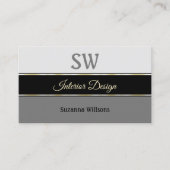 Stilvolle Gray Borders on Black Chic mit Monogram Visitenkarte (Vorderseite)