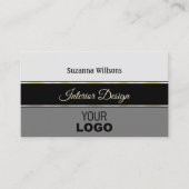 Stilvolle Gray Borders on Black mit Logo und Foto Visitenkarte (Vorderseite)