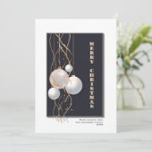 Stilvolle Gray Gold Christmas Baubles Feiertagskarte (Stehend Vorderseite)