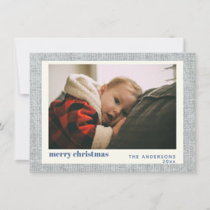 Stilvolle Gray Linen Simple Holiday Foto Card Feiertagskarte