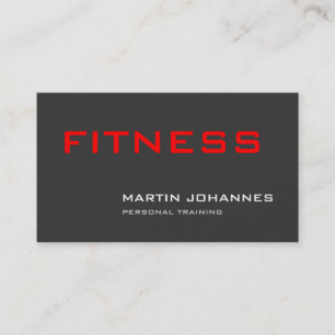 Stilvolle Gray Red Personal Trainer Business Card Visitenkarte