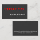 Stilvolle Gray Red Personal Trainer Business Card Visitenkarte (Vorne/Hinten)