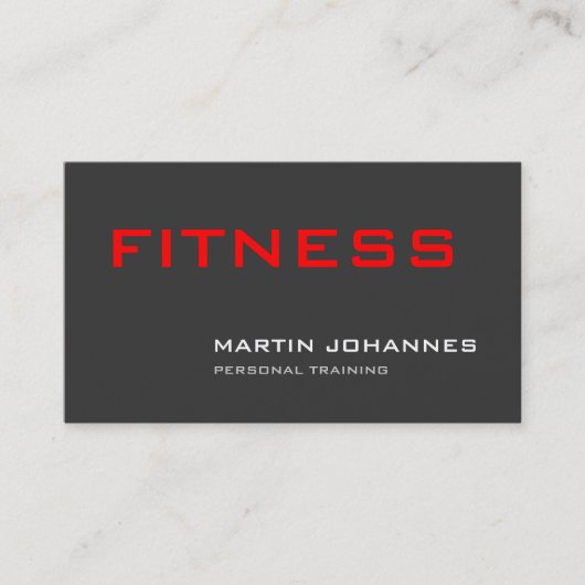 Stilvolle Gray Red Personal Trainer Business Card Visitenkarte (Vorderseite)