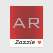 Stilvolle Gray Red Trendy Monogram Aufkleber (Blatt)