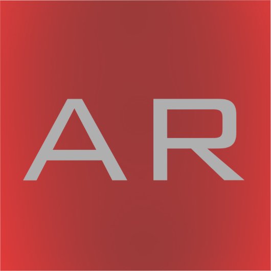 Stilvolle Gray Red Trendy Monogram Aufkleber (Vorderseite)