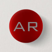 Stilvolle Gray Red Trendy Monogram Button (Vorderseite)