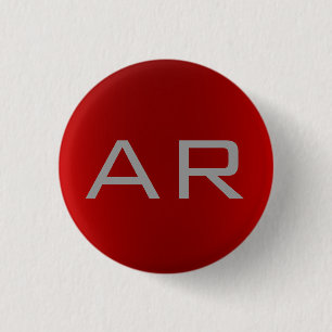 Stilvolle Gray Red Trendy Monogram Button