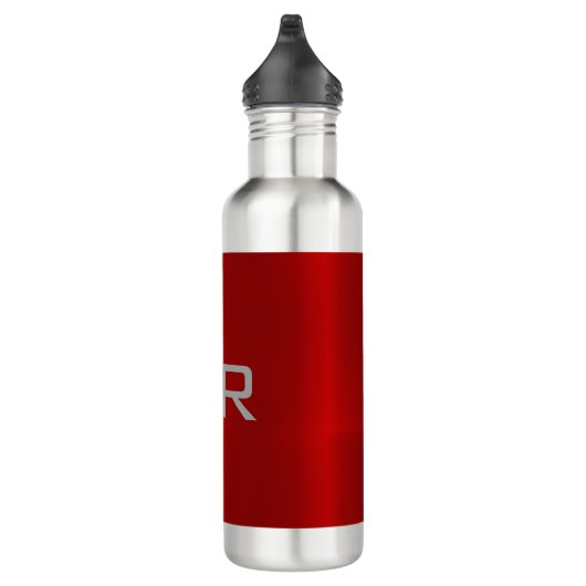 Stilvolle Gray Red Trendy Monogram Edelstahlflasche (Rechts)
