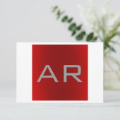 Stilvolle Gray Red Trendy Monogram Einladung (Stehend Vorderseite)