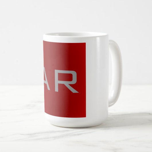 Stilvolle Gray Red Trendy Monogram Kaffeetasse (VorderseiteRechts)