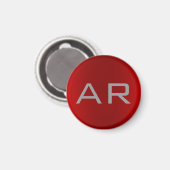 Stilvolle Gray Red Trendy Monogram Magnet (Vorderseite/Rückseite)
