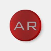 Stilvolle Gray Red Trendy Monogram Magnet (Vorne)