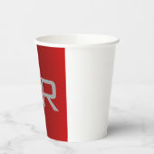 Stilvolle Gray Red Trendy Monogram Pappbecher (Links)