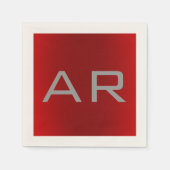 Stilvolle Gray Red Trendy Monogram Serviette (Vorderseite)