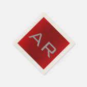 Stilvolle Gray Red Trendy Monogram Serviette (Ecke)