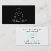 Stilvolle Gray Stethoscope Illustration auf Black Visitenkarte (Vorne/Hinten)