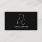 Stilvolle Gray Stethoscope Illustration auf Black Visitenkarte (Vorderseite)