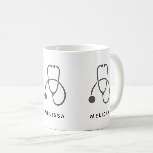 Stilvolle Gray Stethoscope Illustration Kaffeetasse (VorderseiteRechts)