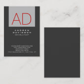 Stilvolle Gray Stripe Red Monogram Business Card Visitenkarte (Vorne/Hinten)