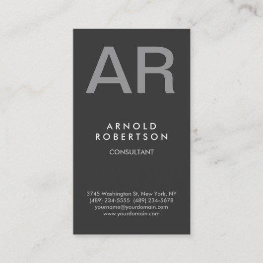Stilvolle Gray Trendy Consultant Business Card Visitenkarte (Vorderseite)