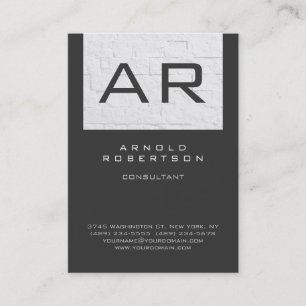 Stilvolle Gray Wall Brick Monogram Business Card Visitenkarte