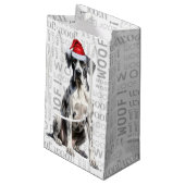 Stilvolle Great Dane und Woof Word Art Weihnachten Kleine Geschenktüte (Rückseite Schrägansicht)