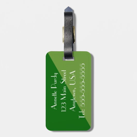 Stilvolle Green 2 Tone Designer Gepäckmarke Gepäckanhänger (Rückseite vertikal)