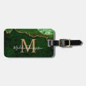 Stilvolle Green Agate Geode Gold Monogram Gepäckanhänger (Vorderseite horizontal)