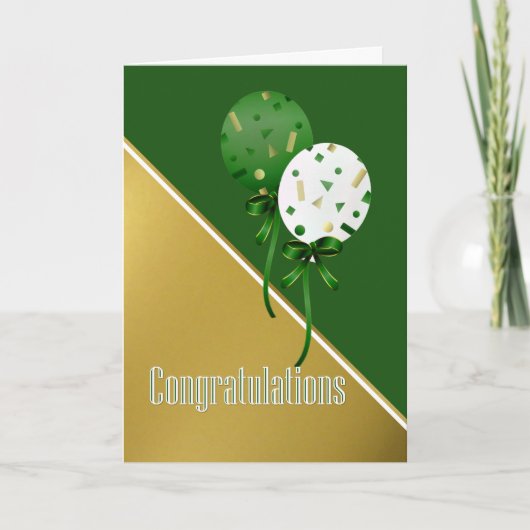 Stilvolle Green and Gold Abschluss Card Karte (Vorderseite)