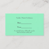 Stilvolle Green Apple Teacher Business Card Terminkarte (Rückseite)