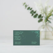 Stilvolle Green Floral Business Card Vorlage Visitenkarte (Stehend Vorderseite)